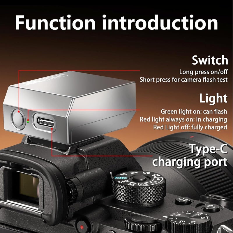 MEDALight New Aluminum F1s Mini Camera Flash for Ricoh GR3/GR3X/Fuji/Sony ZV1/Nikon/Canon/Olympus/Digital Film Cameras,Portable Hot Shoe Speedlite for DSLR Camera(Silver) - Image 2